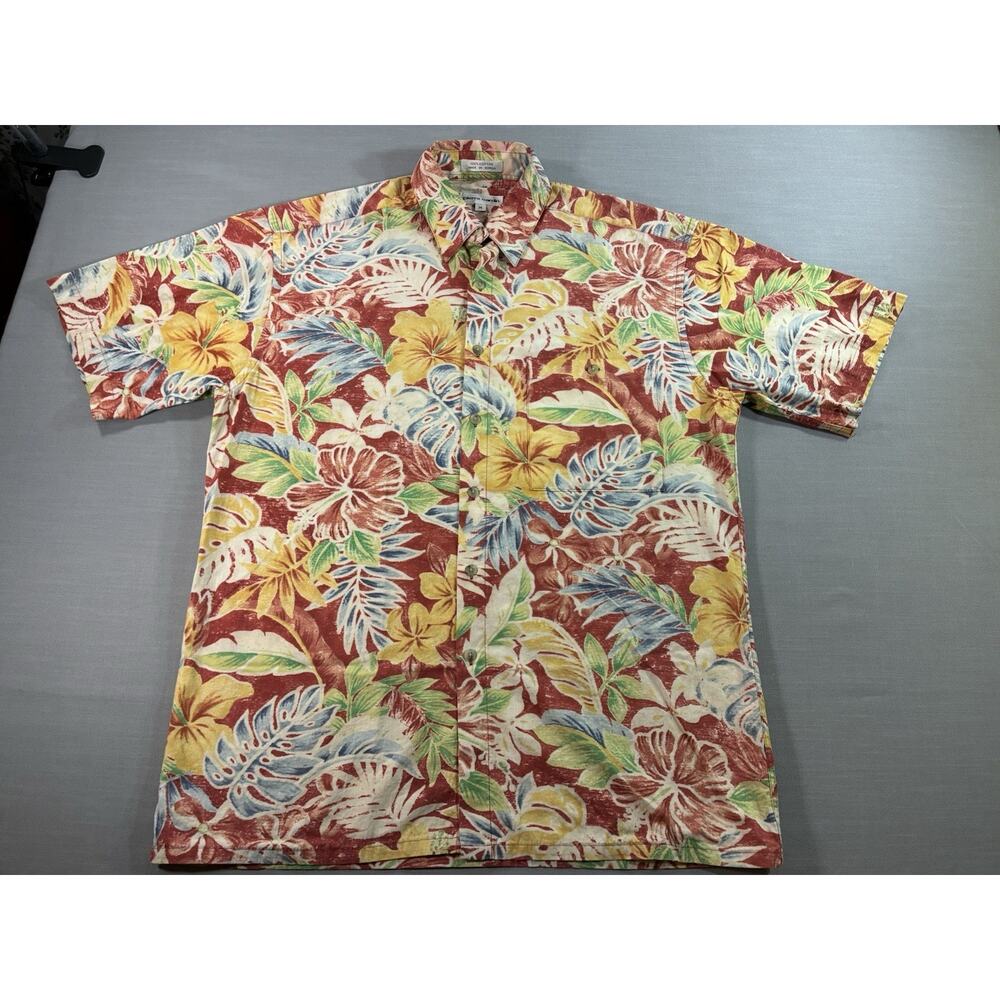 Vintage Pierre Cardin Tropical Hawaiian Shirt Mens Medium Made Korea 100% Cotton